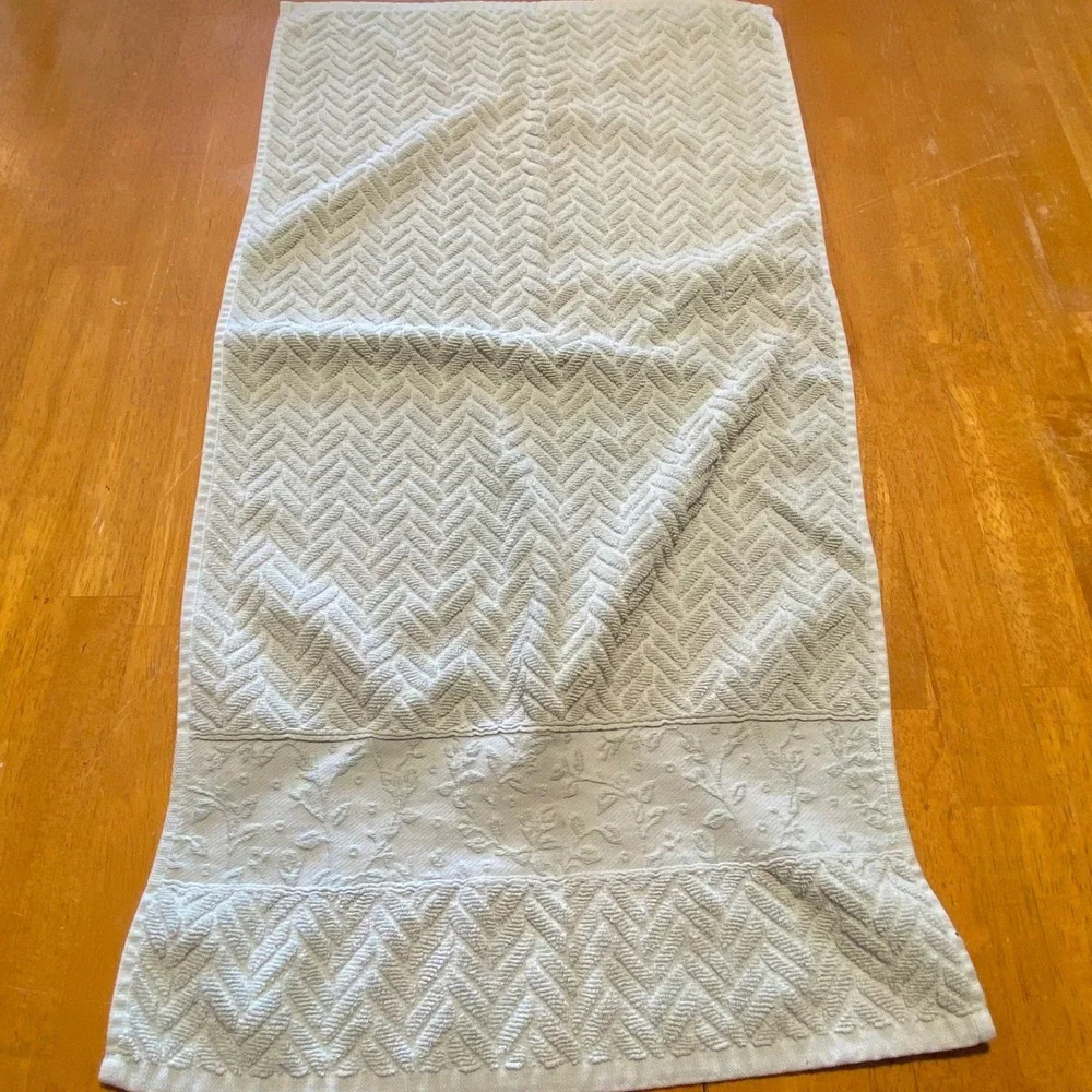 Baltic Linen Hand Towel Sage Green Excellent Chevron Floral Cotton